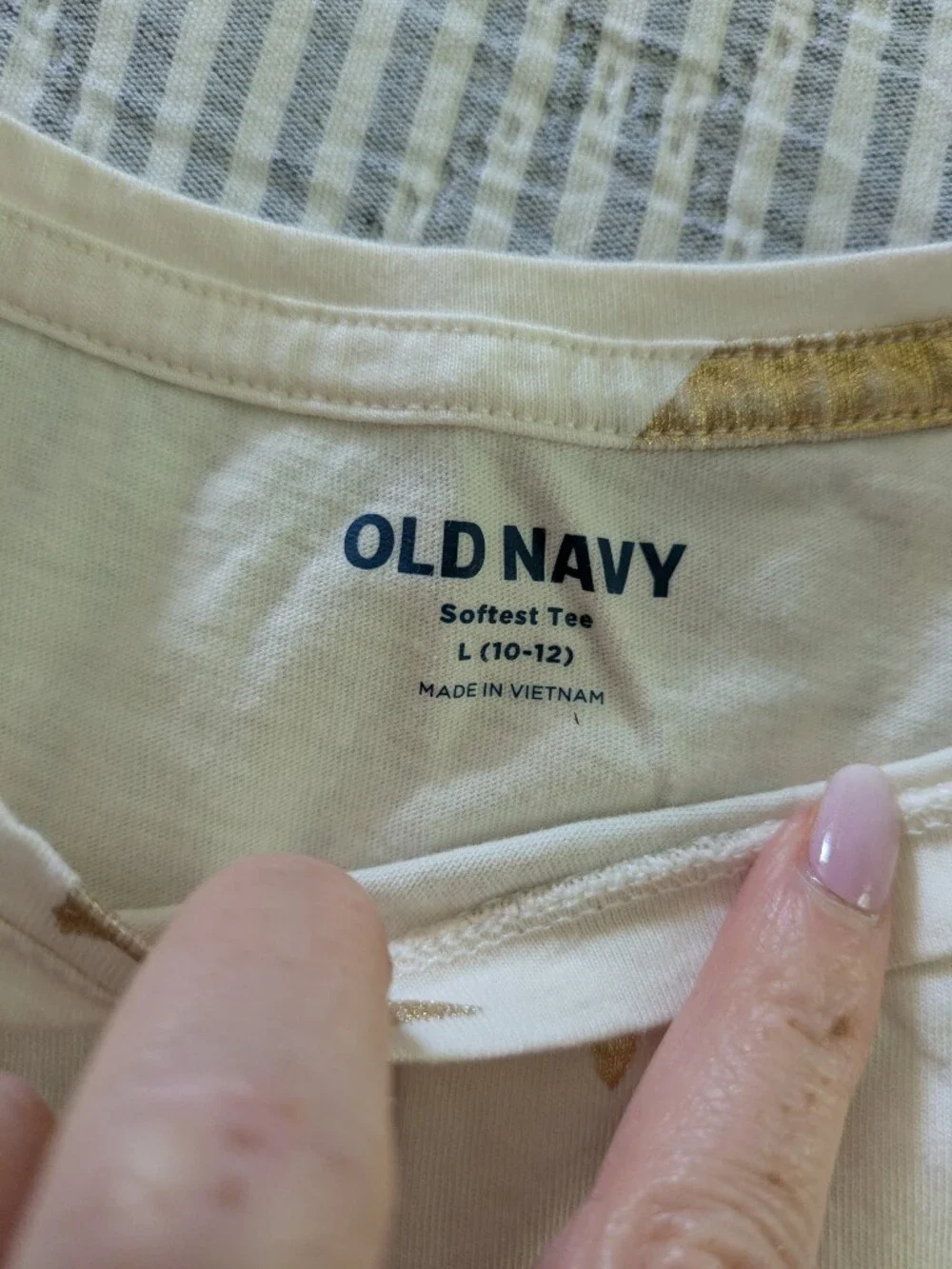 Old Navy Cream Long-Sleeve Tee with Gold Star Print